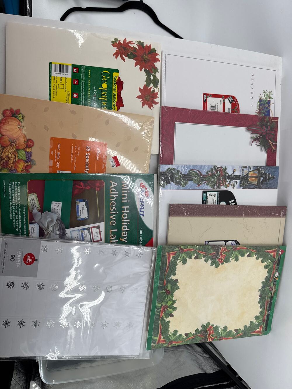 Holiday Christmas Stationery Paper Labels Craft Lot Poinsettia Garland Snowflake
